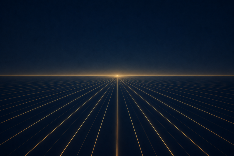 Converging lines leading to a single focal point, representing high-stakes alignment and unified direction