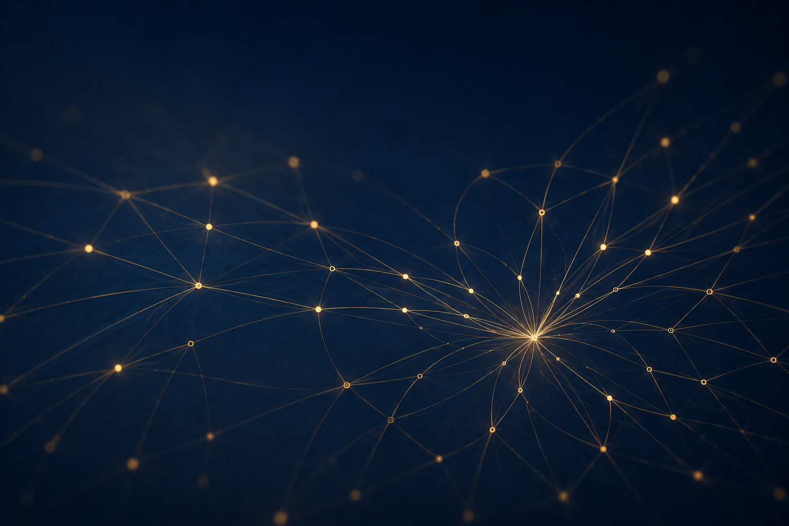Interconnected network of glowing nodes representing engagement, connection, and shared communication